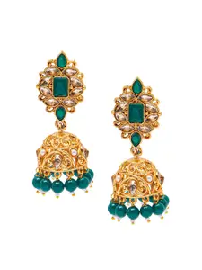 Shining Jewel - By Shivansh Gold-Toned  Gold Plated Dome Shaped Jhumkas Earrings