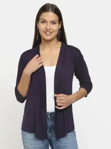 V-Mart Women Purple Solid Open Front  Shrug