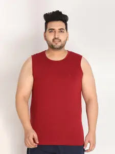 CHKOKKO Plus Men Maroon Gym T-shirt