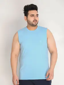CHKOKKO Plus Men Blue sleeveless T-shirt