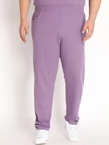 CHKOKKO Plus Men Purple Solid Casual Track Pant