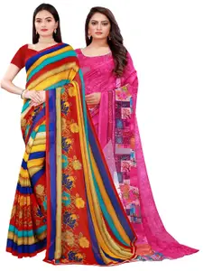 Florence Pack of 2 Magenta & Navy Blue Pure Georgette Saree