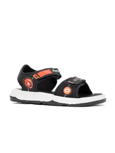 Khadims Mens Black & Orange Sports Sandals