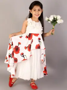 KidsDew Girls White Floral Applique Maxi Dress