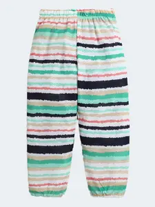 The Magic Wand Girls Blue Imported Stripes Printed Joggers Balloon Pant