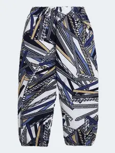 The Magic Wand Girls Navy Blue Imported Printed Joggers Balloon Pant