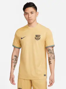 Nike Men Beige Self Design Embroidered FCB Team Football Jersey