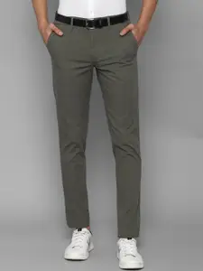 Louis Philippe Sport Men Olive Green Checked Trousers