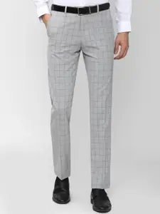 Van Heusen Men Grey Checked Slim Fit Trousers