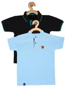 earth conscious BoysSet of 2  Black and Blue  Polo Collar T-shirt
