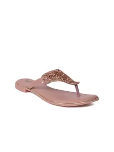 XE Looks Women Pink Embellished Ethnic Open Toe Flats