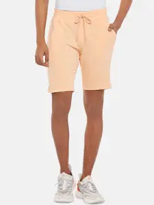 People Men Peach-Colored Solid Sports Shorts