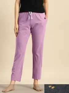 Dreamz by Pantaloons Women Pack Of 2 Purple & Black Printed Pure Cotton Lounge Pants