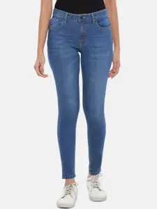 People Women Navy Blue Skinny Fit Light Fade Jeans