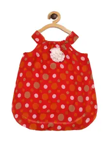 Creative Kids Girls Red Polka Dot Printed Balloon Dress