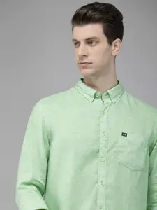 Arrow Sport Self Design Slim Fit Cotton Linen Casual Shirt