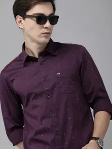 Arrow Sport Men Purple & White Manhattan Slim Fit Printed Casual Shirt