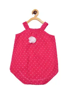 Creative Kids Girls  Red A-Line  Romper With Lining Snap Button Dress