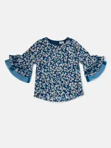 Gini and Jony Blue Floral Print Net Top
