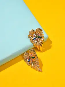 SOHI  Gold-Plated & Pink Contemporary Studs Earrings