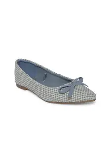 Forever Glam by Pantaloons Women Blue Textured Ballerinas with Bows Flats