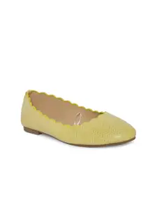 Forever Glam by Pantaloons Women Yellow Textured Ballerinas Flats