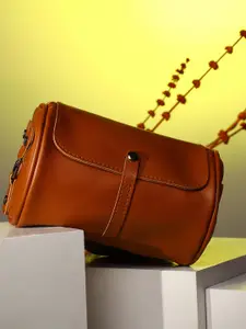 HAUTE SAUCE by  Campus Sutra HAUTE SAUCE by Campus Sutra Brown Textured PU Structured Handbag