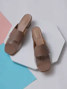 Misto Brown & Transparent PU Block Heels