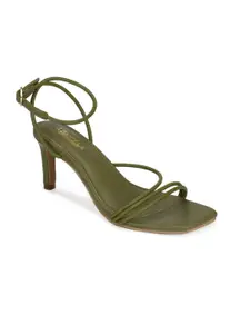 Truffle Collection Women Green PU Stiletto Sandals