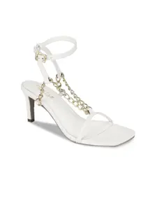 Truffle Collection White Embellished PU Stiletto Heels