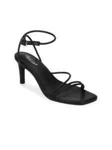 Truffle Collection Women Black PU Sandals With Buckle