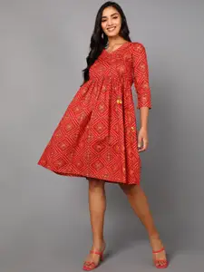 AHIKA Red Ethnic Motifs Ethnic Dress