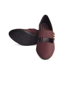 XE Looks Brown Wedge Mary Janes with Buckles