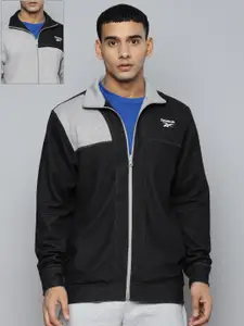 Reebok Men Black Grey Colourblocked Reversible Sporty Jacket