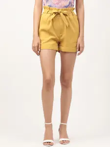 CENTRESTAGE Women Yellow Solid Shorts