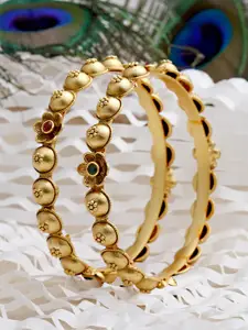 KARATCART Set Of 2 Gold-Plated Kundan Studded Bangle