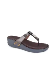 XE Looks Grey & Blue Wedge Sandals