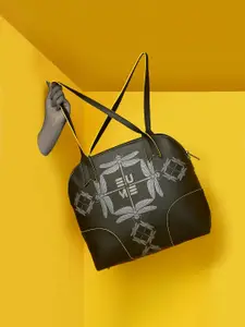 EUME Women Black Synthetic Leather Shopper Handbag
