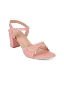 XE Looks Pink Textured Block Sandals