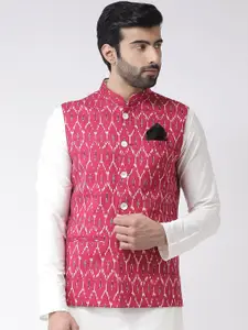 KISAH Men Printed Zari  Regular Fit Nehru Jacket