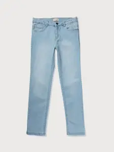 Gini and Jony Girls Blue Straight Fit Low Distress Light Fade Jeans