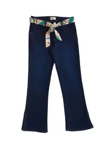 Gini and Jony Girls Blue Flared Low Distress Jeans