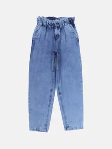 Gini and Jony Girls Blue Heavy Fade Mom Fit  Jeans