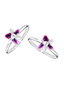 LeCalla Set Of 2 925 Sterling Silver Floral Toe Ring