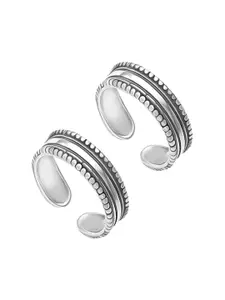 LeCalla Set Of 2 925 Sterling Silver Silver-Toned Adjustable Toe Rings