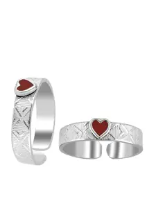 LeCalla Silver-Toned 925 Sterling Silver Heart Fancy Design Toe Rings