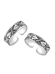 LeCalla Women Set of 2 925 Sterling Silver Antique Oxidized Toe Ring