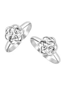 LeCalla Women Set of 2 925 Sterling Silver Love Knot Toe Ring