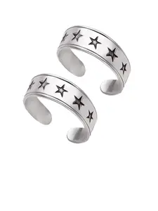 LeCalla Silver-Toned 925 Sterling Silver Oxidized Toe Rings