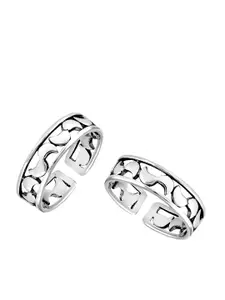 LeCalla Set Of 2 925 Sterling Silver Cutwork Fancy Design Toe Ring